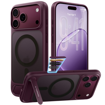 Torras Ostand L1 Case for iPhone 17 Pro Max / iPhone 18 Pro Max - Burgundy #color_burgundy