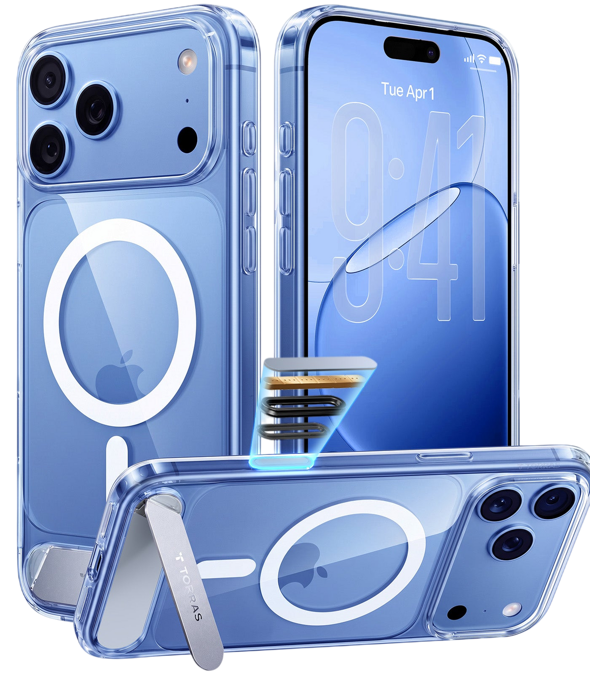 Torras Ostand L1 Case for iPhone 17 Pro / iPhone 18 Pro - Clear #color_clear