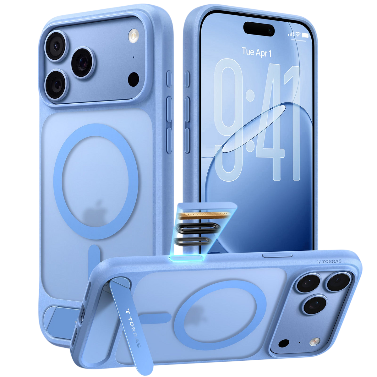 Torras Ostand L1 Case for iPhone 17 Pro Max / iPhone 18 Pro Max - Blue #color_blue
