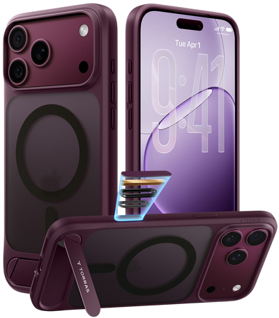 Torras Ostand L1 Case for iPhone 17 Pro / iPhone 18 Pro - Burgundy #color_burgundy