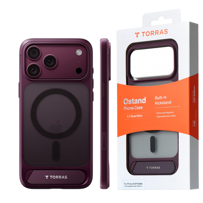 Torras Ostand L1 Case for iPhone 17 Pro / iPhone 18 Pro - Burgundy #color_burgundy