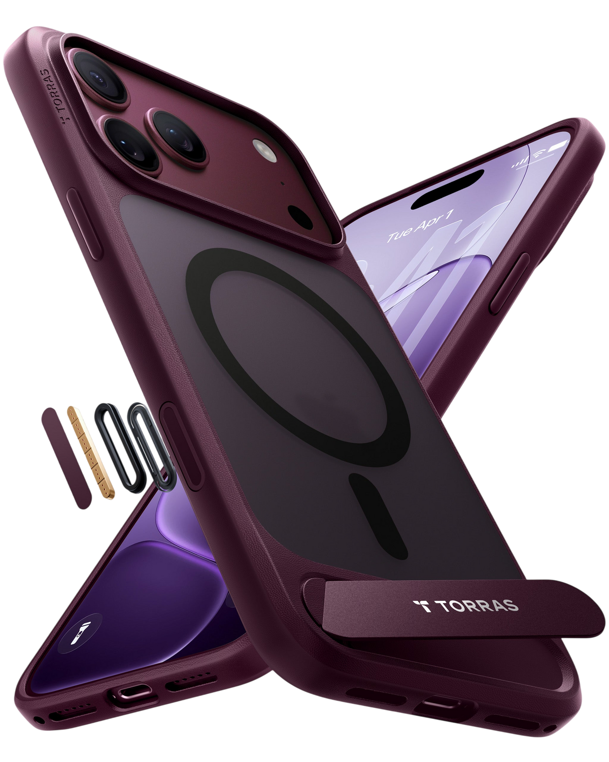 Torras Ostand L1 Case for iPhone 17 Pro / iPhone 18 Pro - Burgundy #color_burgundy