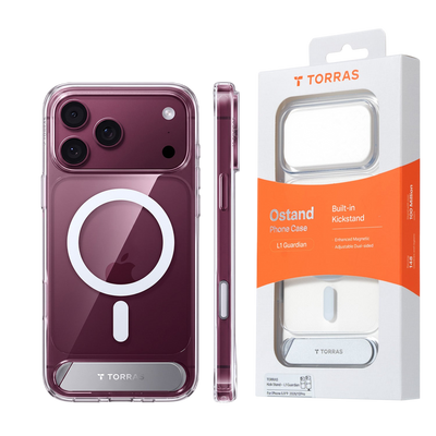 Torras Ostand L1 Case for iPhone 17 Pro / iPhone 18 Pro - Clear #color_clear