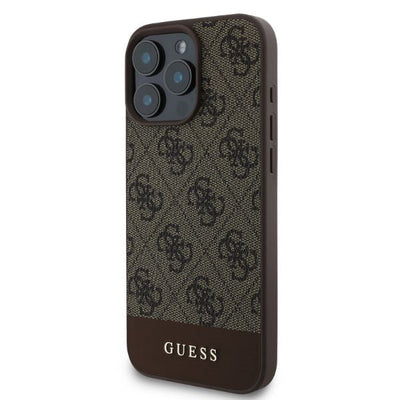 Guess GUHCP16XG4GLBR حافظة صلبة لهاتف iPhone 16 Pro Max 6.9 بوصة بني 4G بشريط سفلي