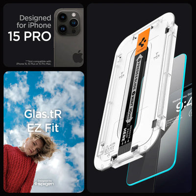 Spigen iPhone 15 Pro Screen Protector EZ FIT GLAS.tR - 1 Pack
