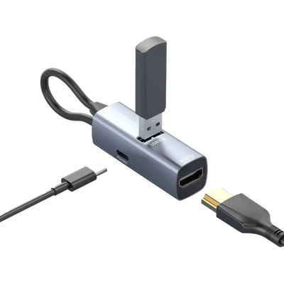 Powerology Aluminum Mini USB-C Hub - Black