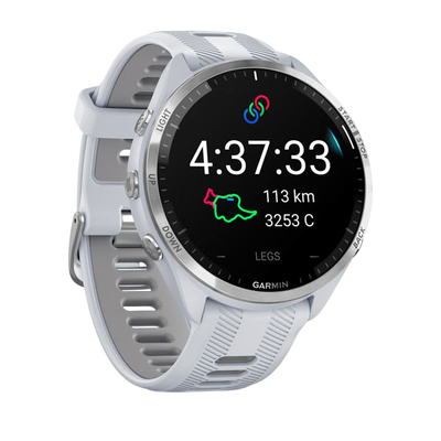 Garmin Forerunner 965 Premium GPS Running Smartwatch - Carbon Gray DLC Titanium Bezel with Black Case - White #color_white
