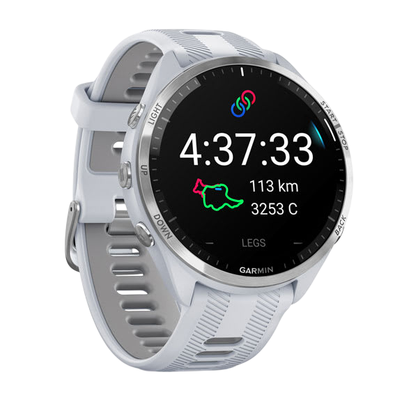 Garmin Forerunner 965 Premium GPS Running Smartwatch - Carbon Gray DLC Titanium Bezel with Black Case - White #color_white