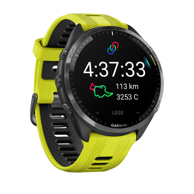Garmin Forerunner 965 Premium GPS Running Smartwatch - Carbon Gray DLC Titanium Bezel with Black Case - Yellow #color_yellow