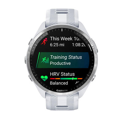 Garmin Forerunner 965 Premium GPS Running Smartwatch - Carbon Gray DLC Titanium Bezel with Black Case - White #color_white