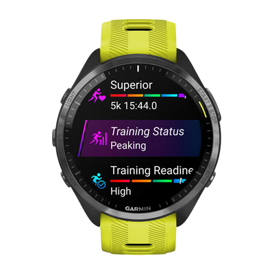Garmin Forerunner 965 Premium GPS Running Smartwatch - Carbon Gray DLC Titanium Bezel with Black Case - Yellow #color_yellow