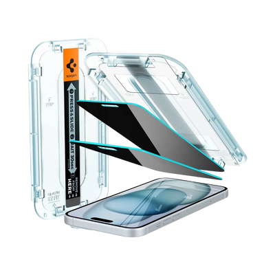 Spigen iPhone 16 Plus / 15 Plus Screen Protector GLAS.tR EZ Fit | Privacy - 2 Pack