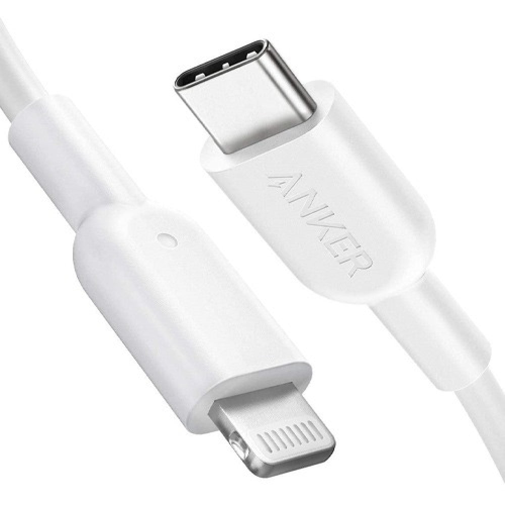 كابل Anker PowerLine III USB-C إلى Lightning بطول 1.8m أبيض مع ضمان رسمي لمدة 18 شهراً