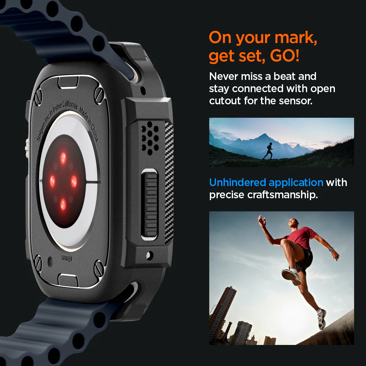 Spigen Rugged Armor Case for Apple Watch Ultra 2 / Ultra 1 (49mm) - Matte Black